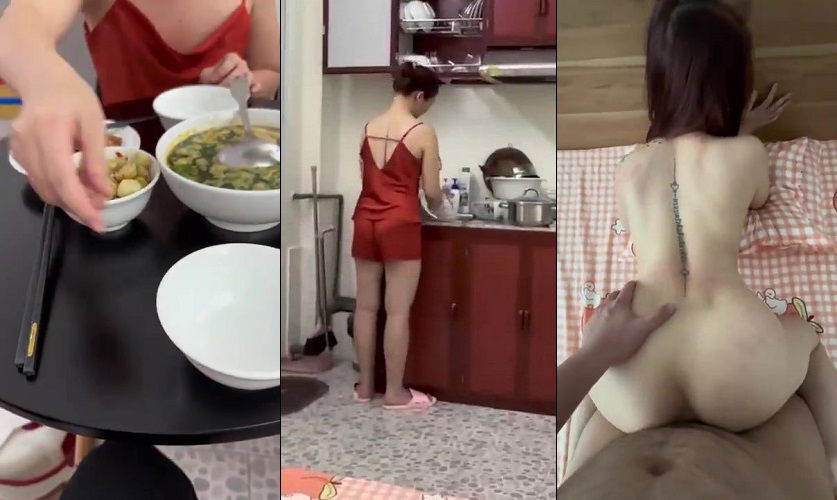 sex dầu ăn Anh grab được em gái mời qua ăn trưa rồi ăn em